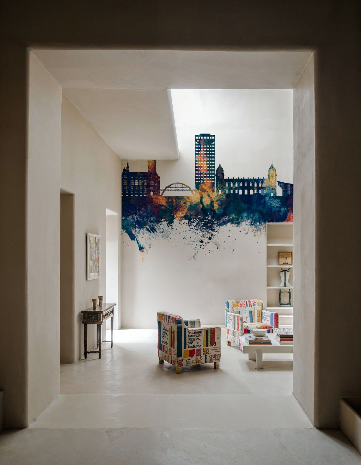 Wuppertal Germany Skyline Blue & Bronze Mural Wallpaper - room preview 03