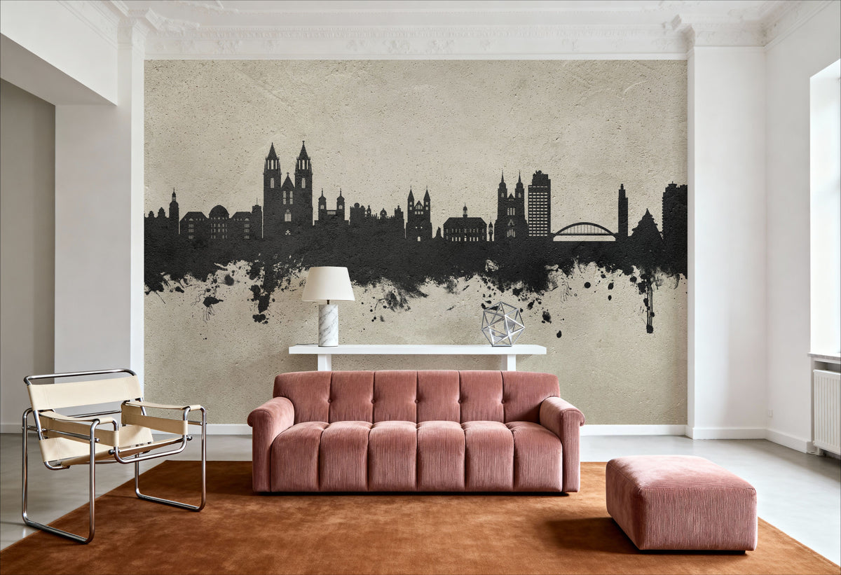 Magdeburg Germany Skyline Concrete Mural Wallpaper - room preview 03