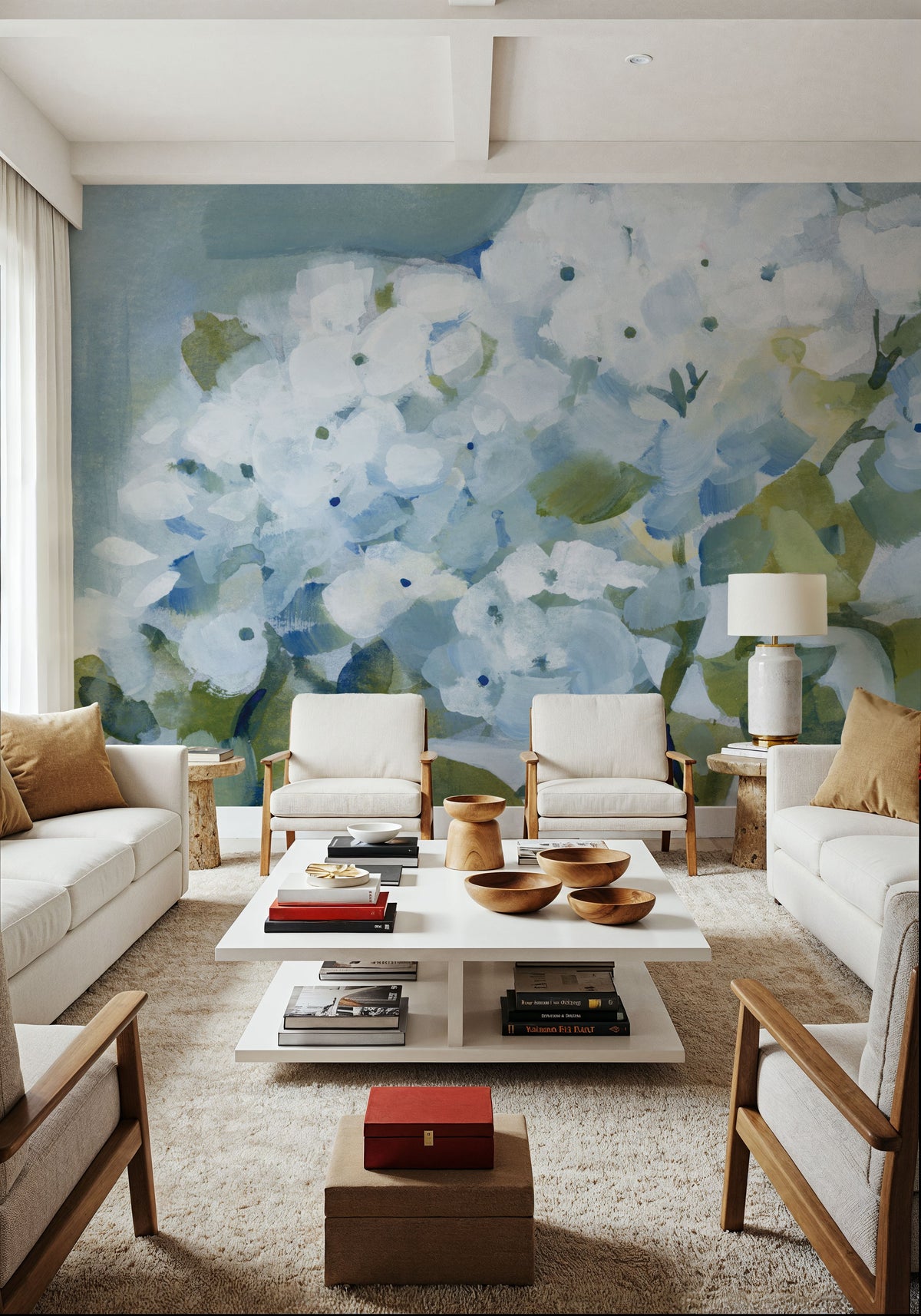 Spring Cottage Hydrangeas Mural Wallpaper - room preview 03