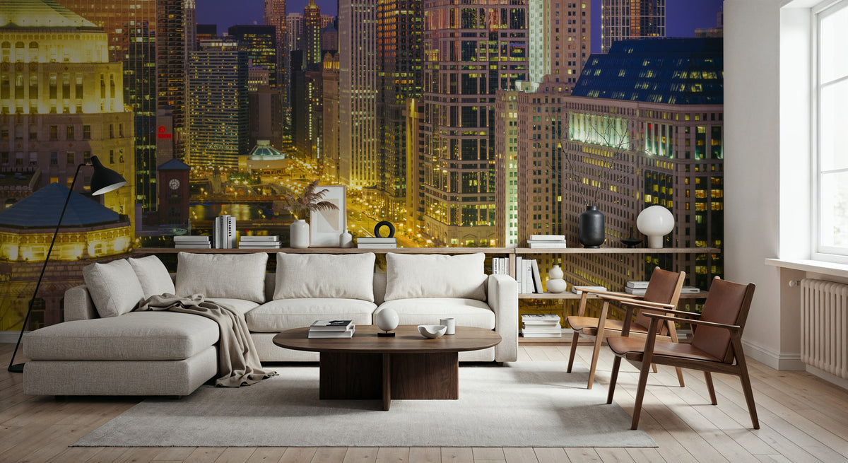 Luminous Metropolis Mural Wallpaper - room preview 03