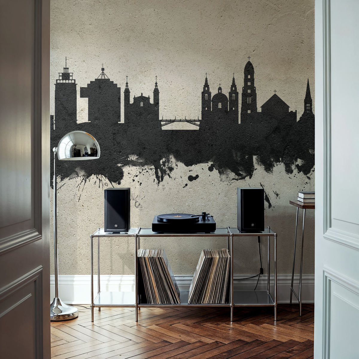 Ljubljana Slovenia Skyline Concrete Mural Wallpaper - room preview 03
