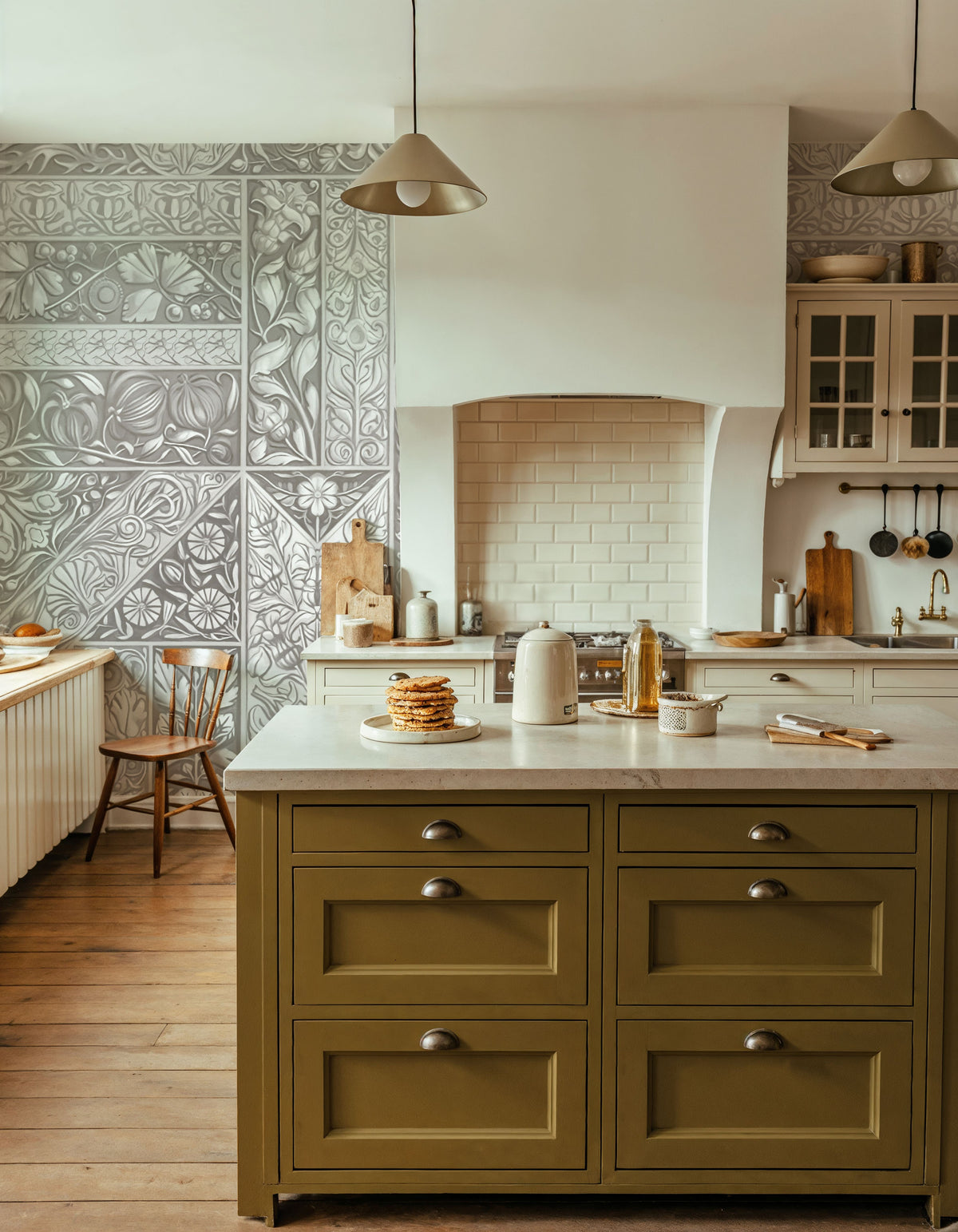 Flower Collection, Ecru Mural Wallpaper - room preview 03
