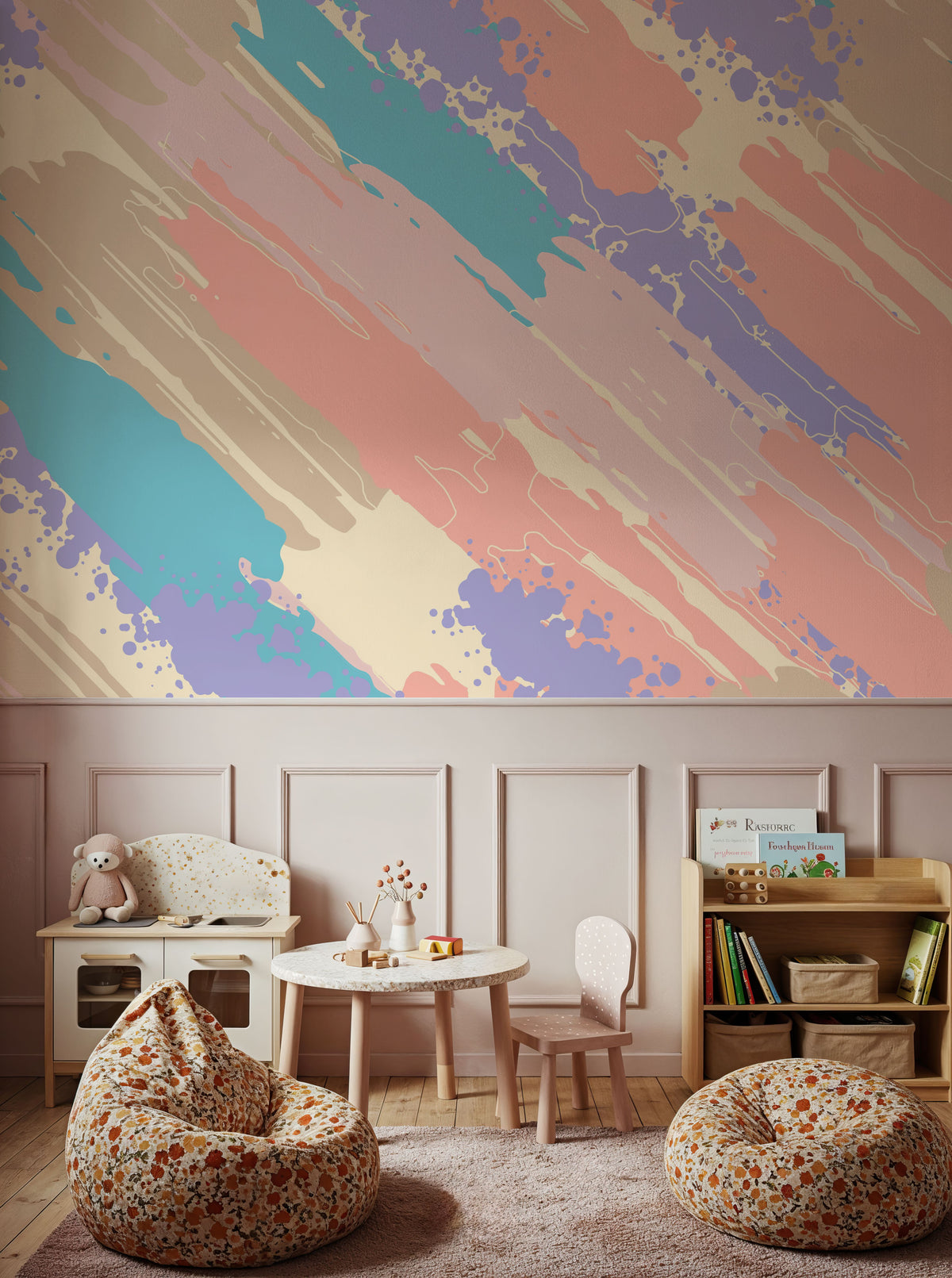 Shape and Splash Diagonal Mural Wallpaper - room preview 03