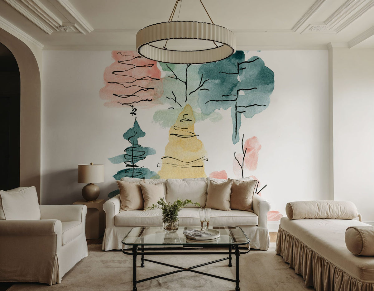 Happy Holiday Trees Mural Wallpaper - room preview 03
