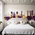 Izmir Turkey Skyline Purple & Gold Mural Wallpaper - room preview 03
