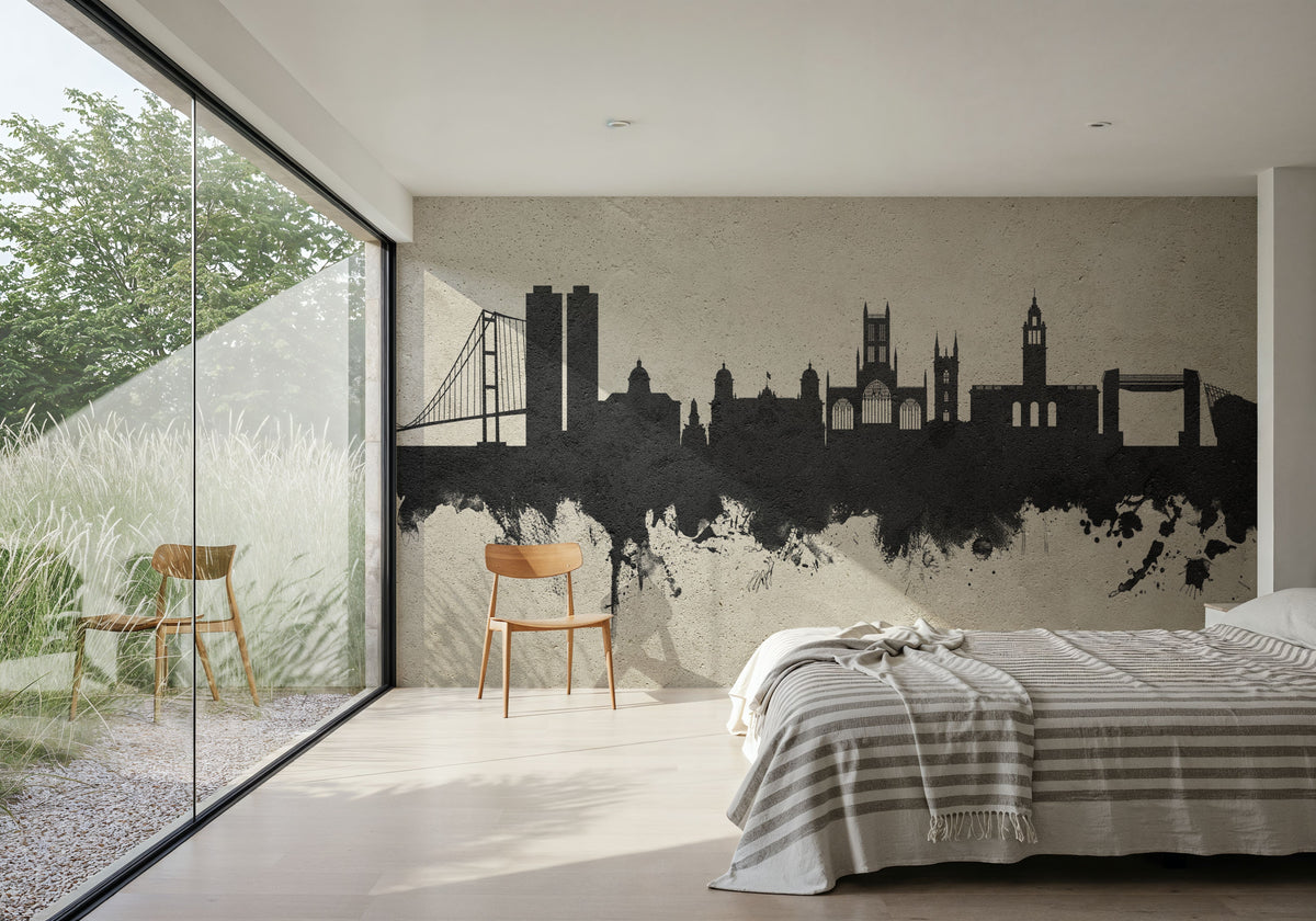 Kingston Upon Hull England Skyline Concrete Mural Wallpaper - room preview 03