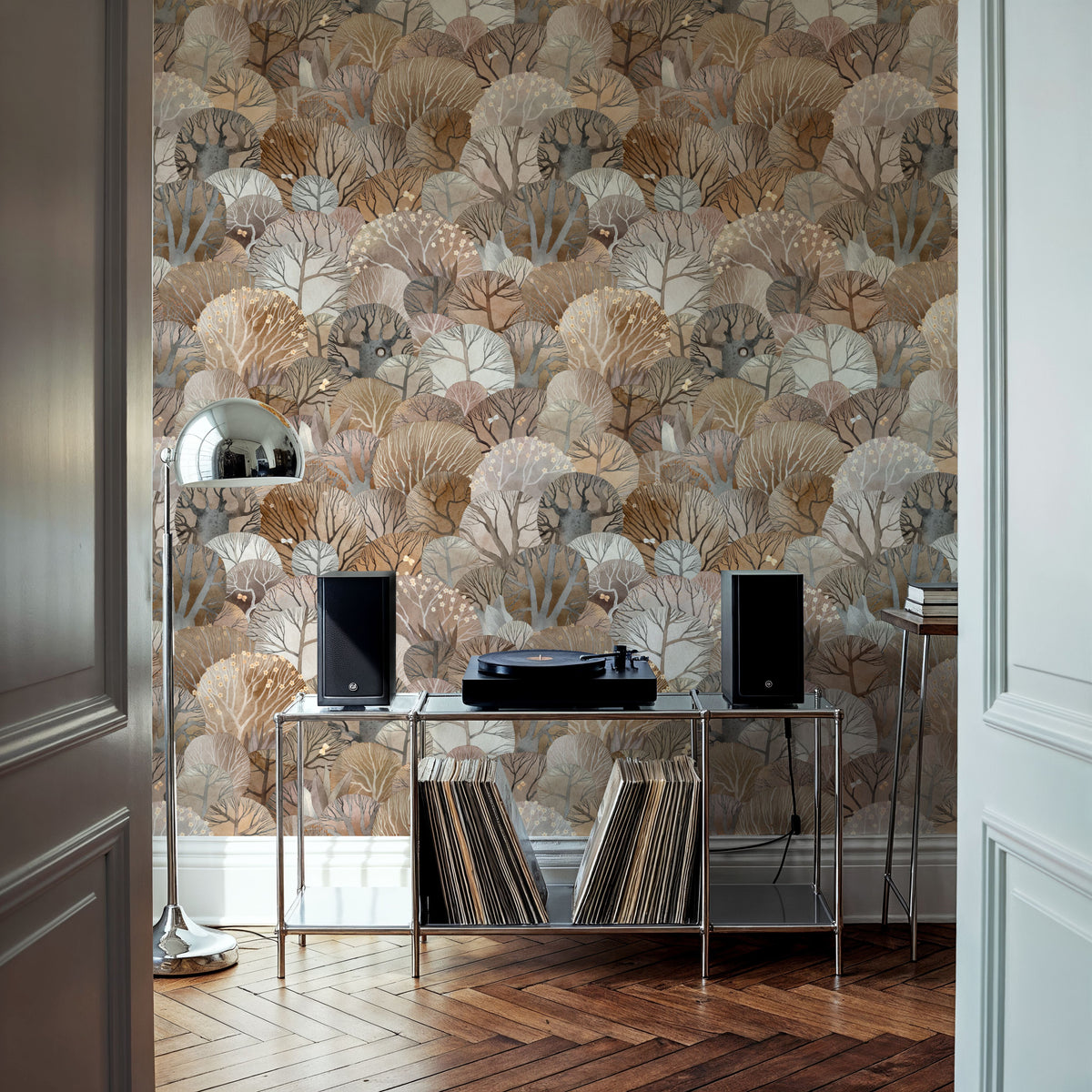 Fantasy Treetops, Beige Earth Mural Wallpaper - room preview 03