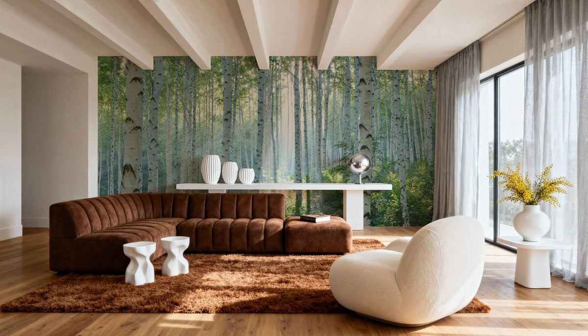 Peaceful Birch Woods Mural Wallpaper - room preview 03