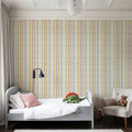 Wavy Stripes, Purple & Mustard Mural Wallpaper - room preview 03