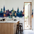 Lüneburg Germany Skyline Blue & Bronze Mural Wallpaper - room preview 03