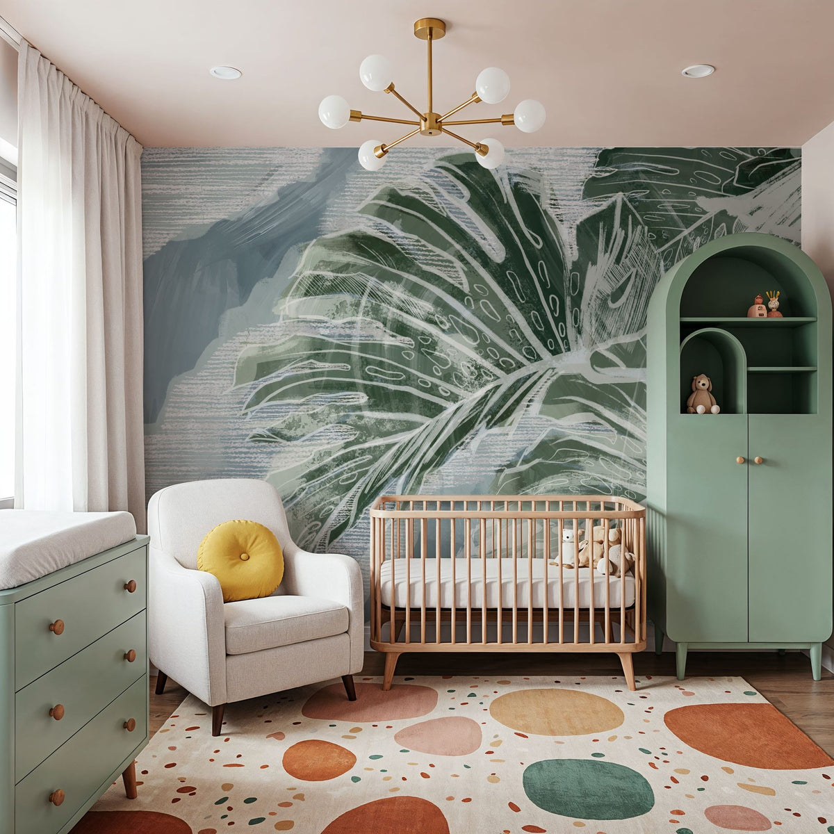 High Grunge Leaves Mural Wallpaper - room preview 03