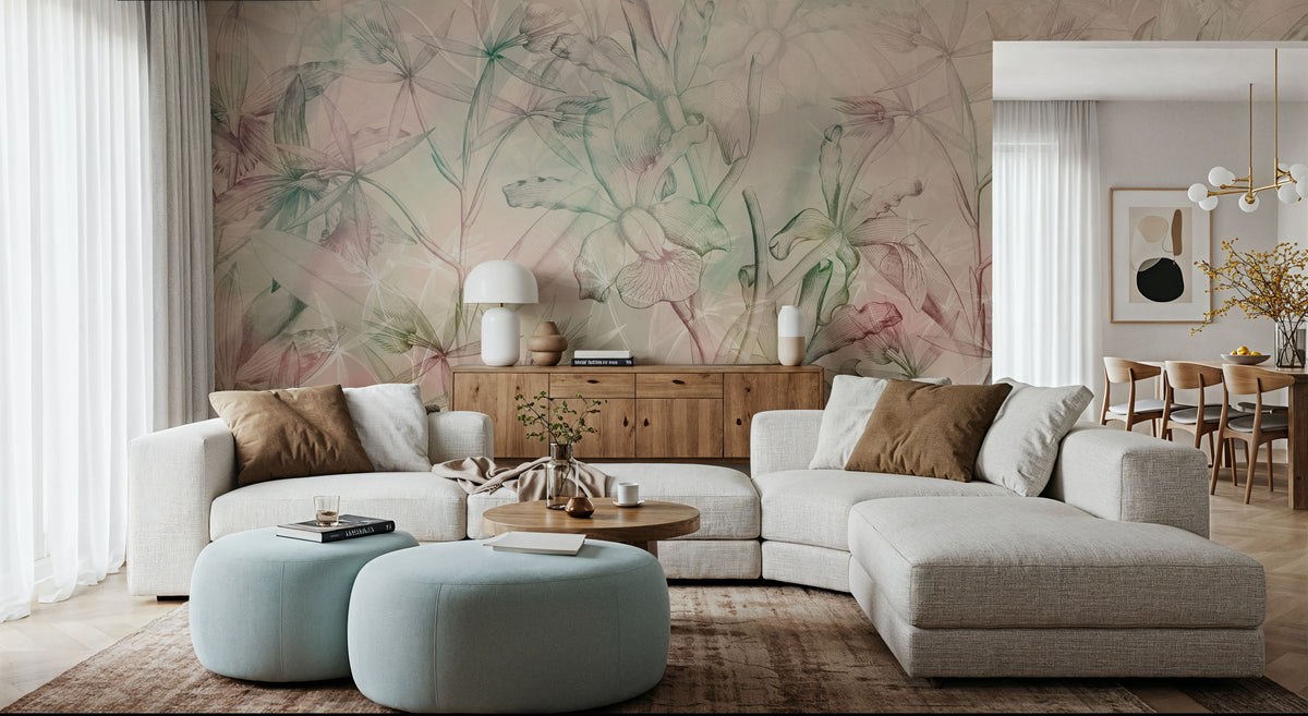 Orchid Mirage Mural Wallpaper - Warm Tone - room preview 03