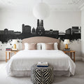 Uppsala Skyline Black & White Mural Wallpaper - room preview 03