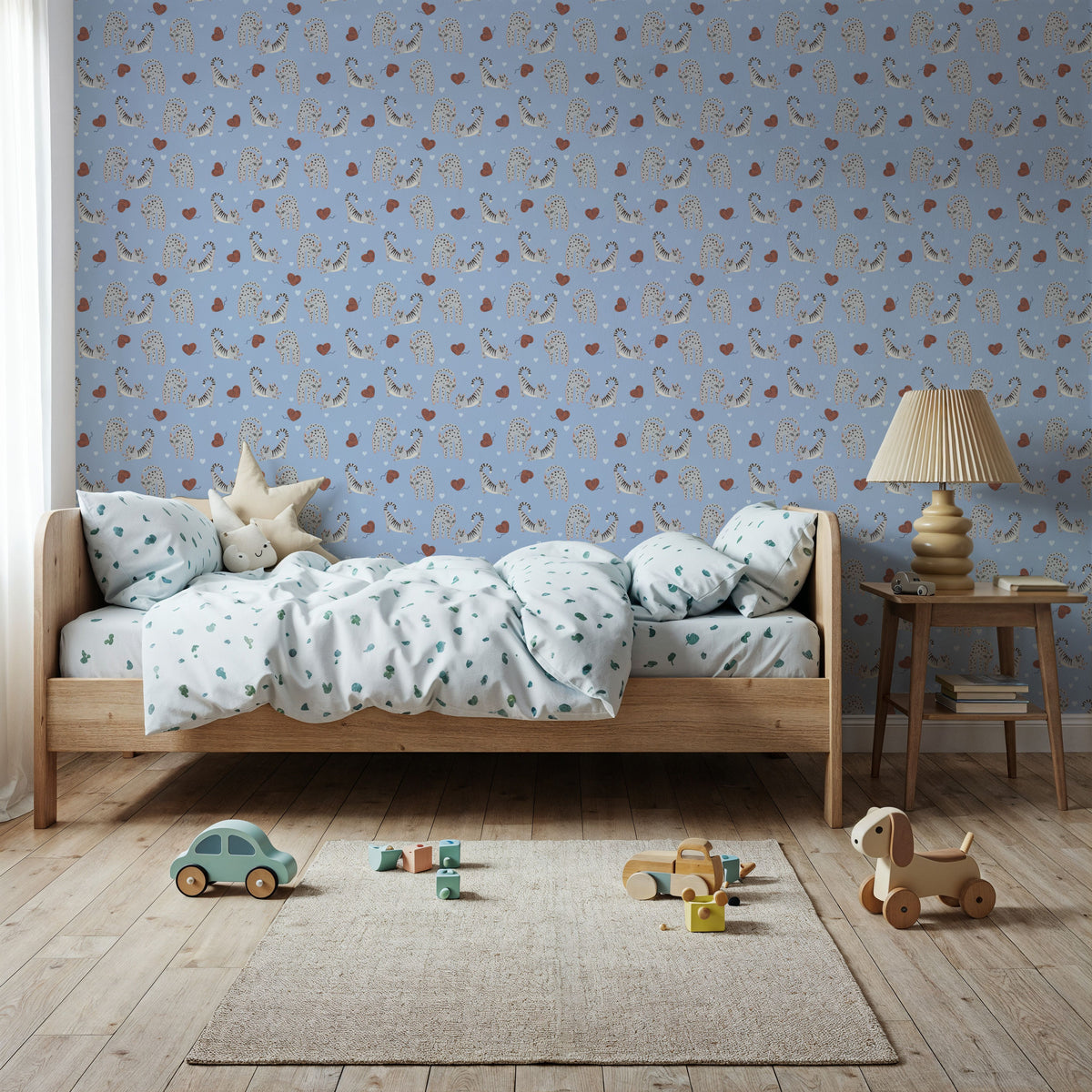 Kitten Love, Baby Blue Mural Wallpaper - room preview 03
