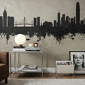 Hong Kong Skyline Concrete Mural Wallpaper - room preview 03