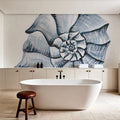 Coastal Harp Shell Navy Mural Wallpaper - room preview 03
