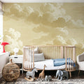 Intaglio Clouds, Butter Yellow Mural Wallpaper - room preview 03