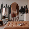 Gold Coast Australia Skyline Black & White Mural Wallpaper - room preview 03
