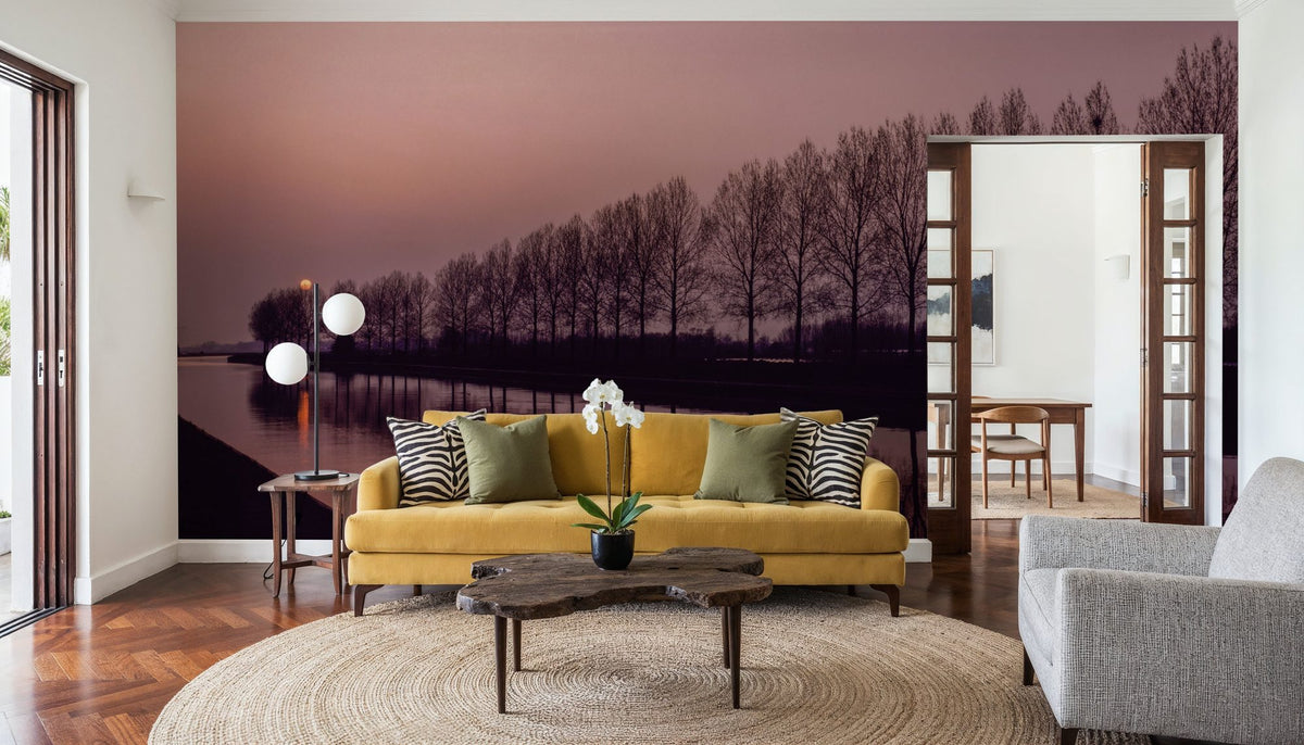 Windmill Twilight Reflection Mural Wallpaper - room preview 03