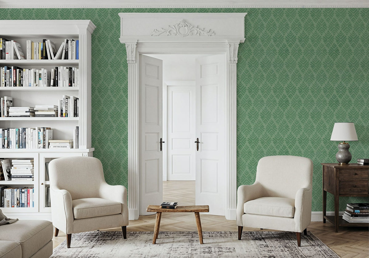 Bohemian Leaves Green Mural Wallpaper - room preview 03