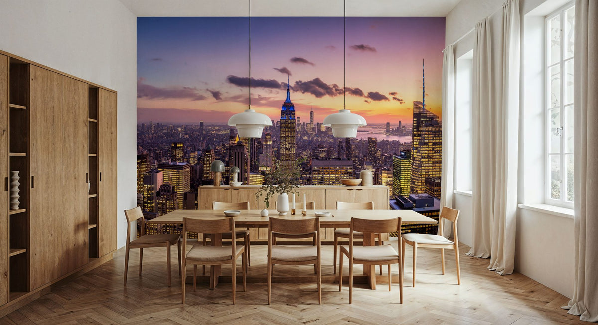 Manhattan Skyline Sunset Mural Wallpaper - room preview 03