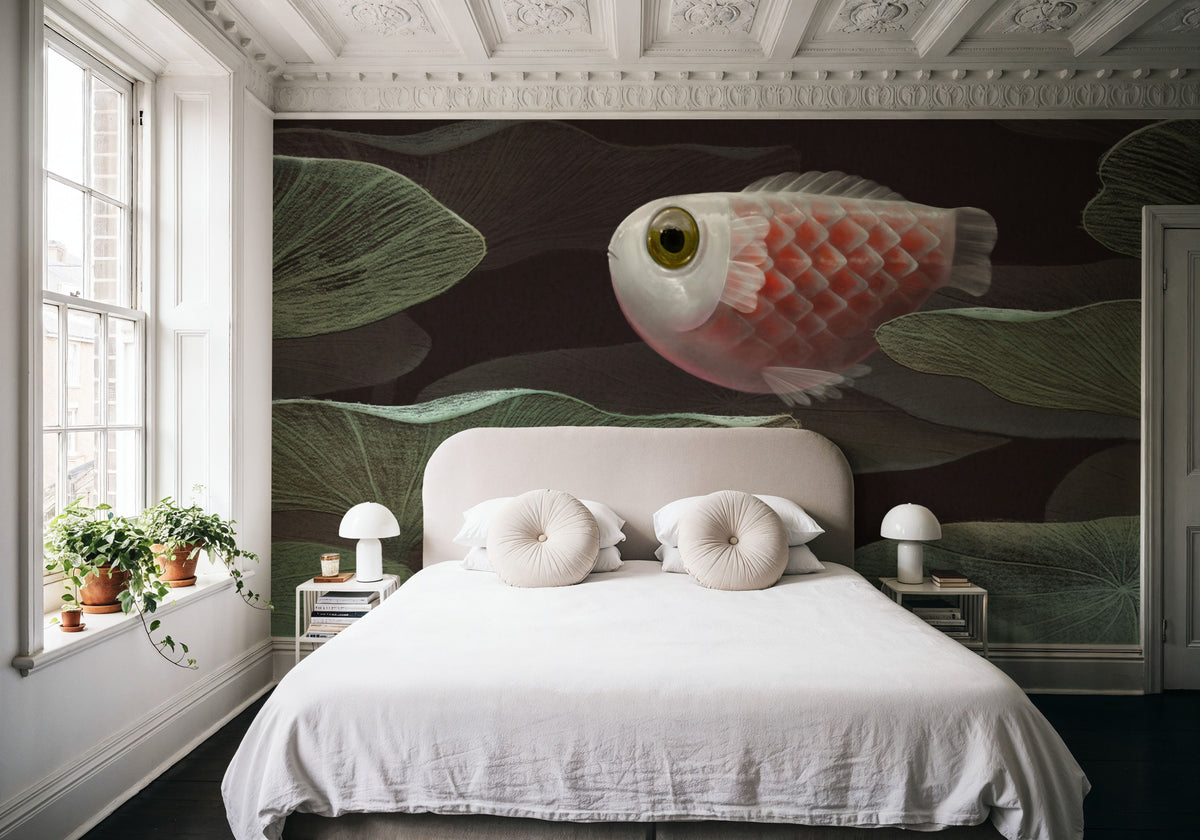 Lily Pond Koi Mural Wallpaper - room preview 03