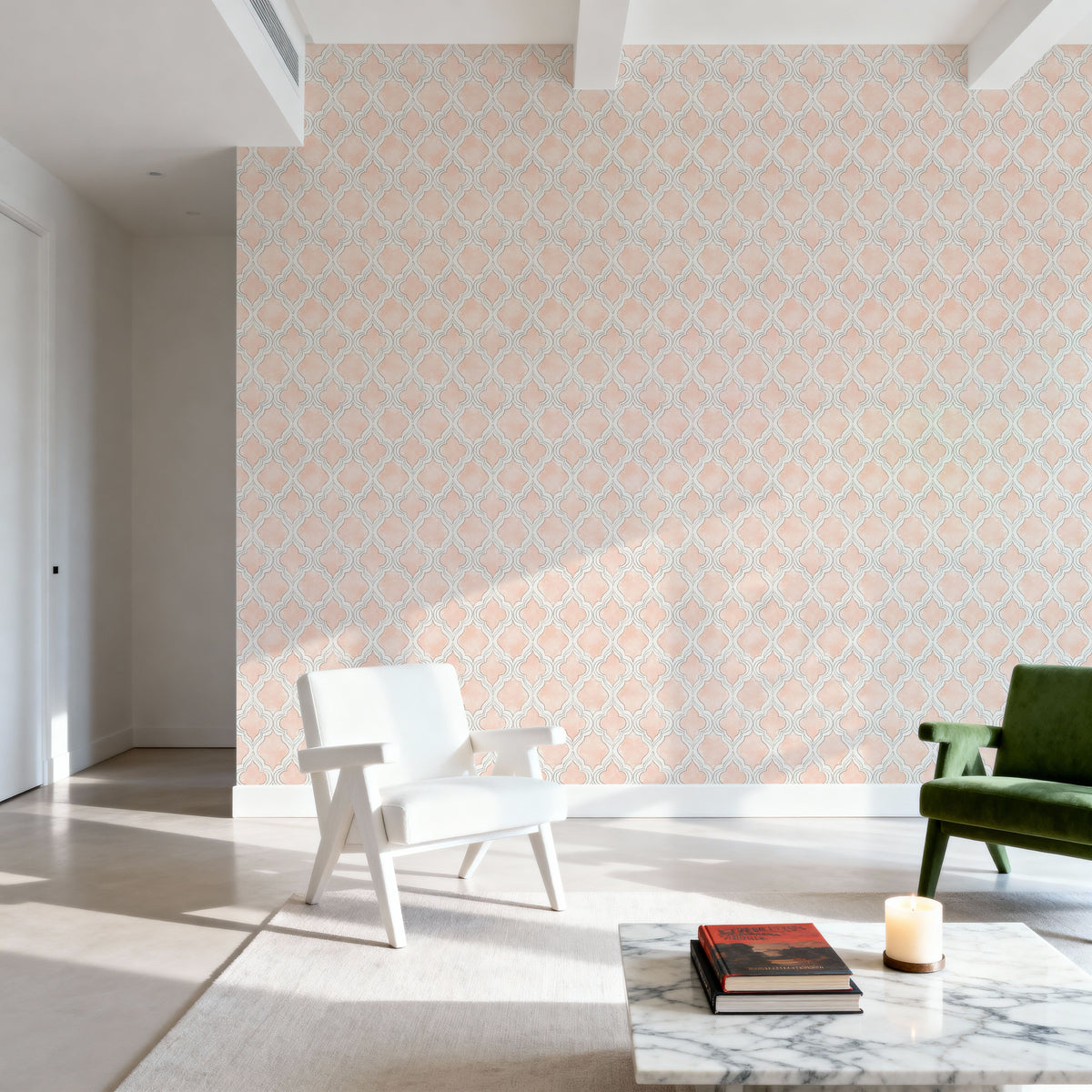 Organic Lines Beige Mural Wallpaper - room preview 03