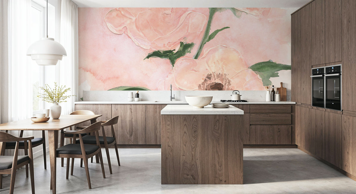 Dimensional Poppy II Mural Wallpaper - room preview 03