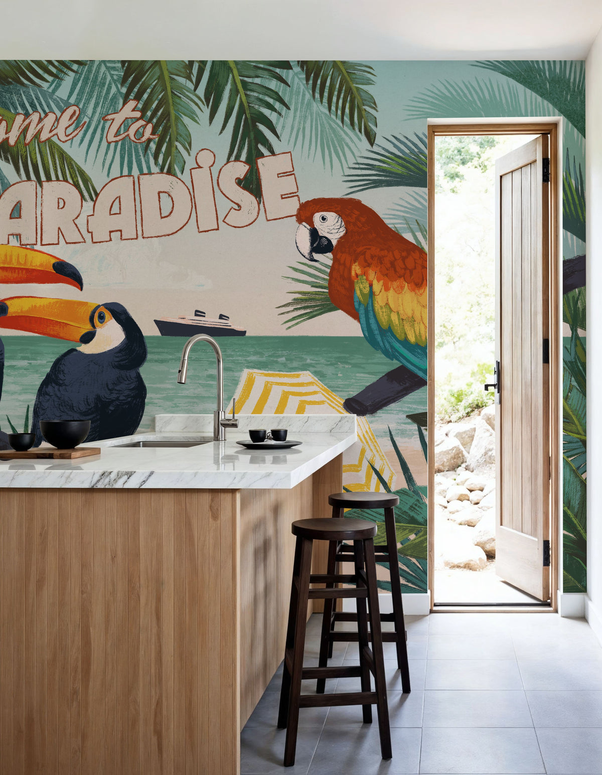 Welcome to Paradise Mural Wallpaper - room preview 03