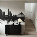 Warsaw Poland Skyline Black & White Mural Wallpaper - room preview 03