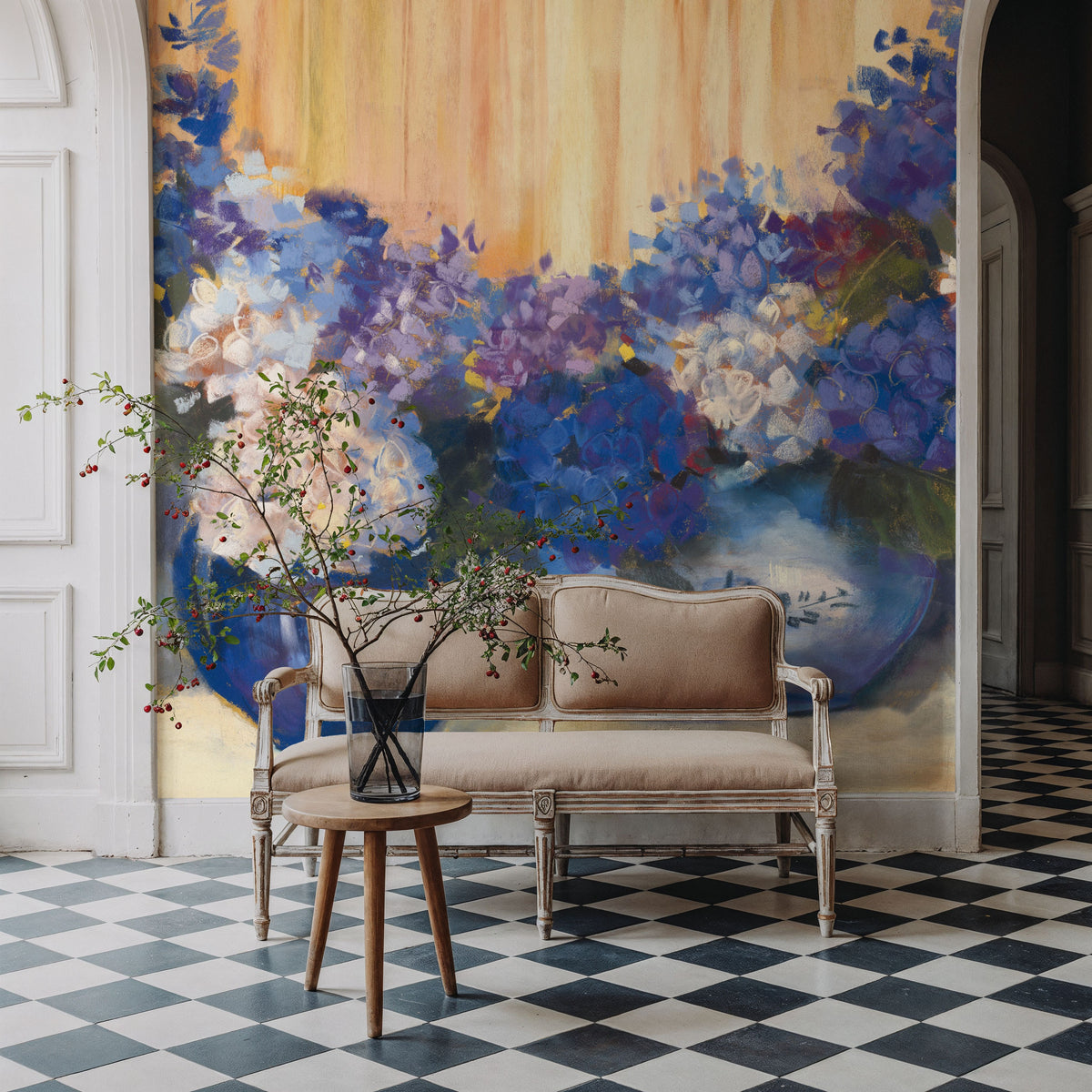 Country Hydrangea Mural Wallpaper - room preview 03