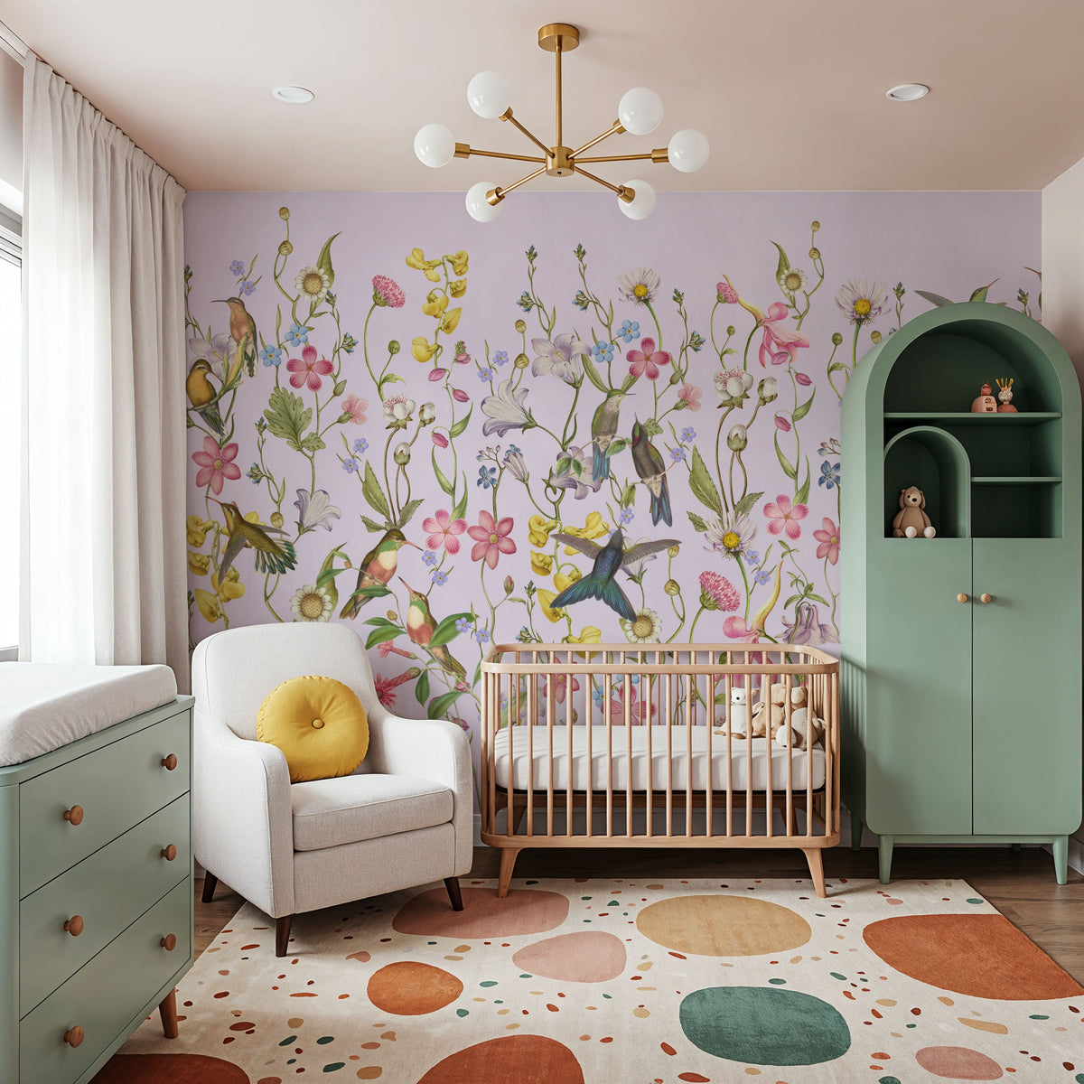 Bird Garden Pink Mural Wallpaper - room preview 03