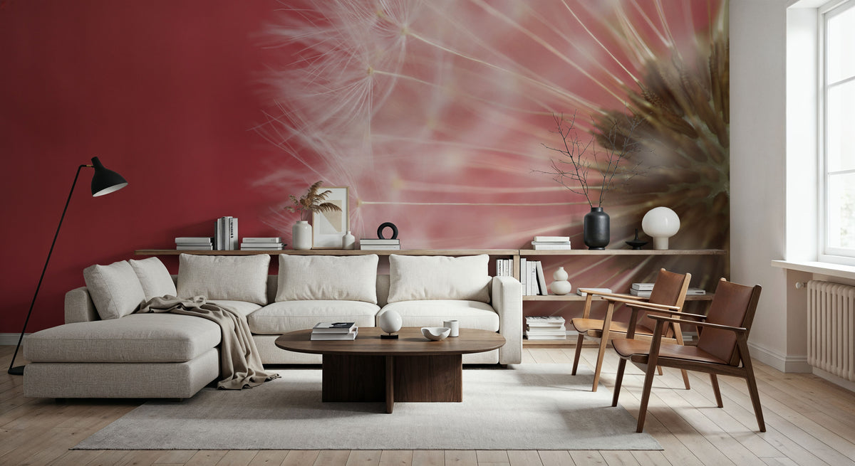 Dandelion on Red III Mural Wallpaper - room preview 03