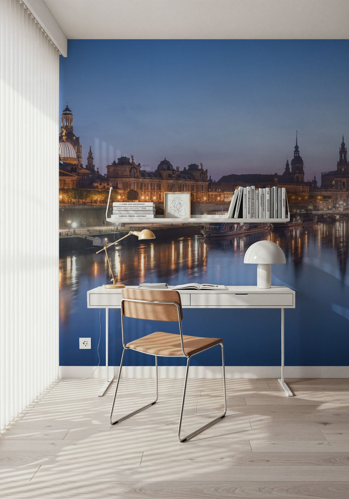Riverside Twilight Mural Wallpaper - Blue Tone - room preview 03