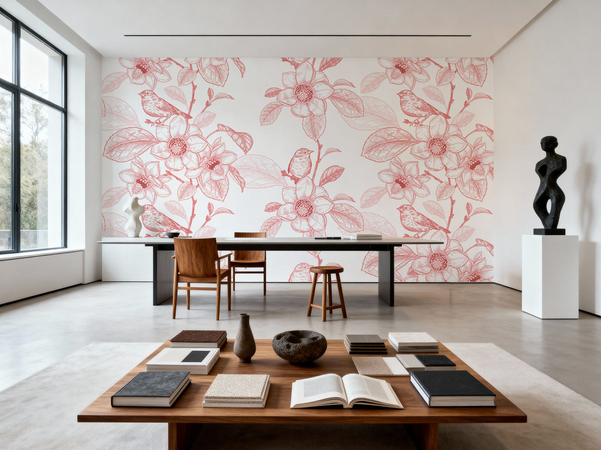 Blooming Magnolia Mural Wallpaper - room preview 03