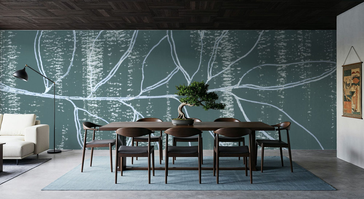 Simple Sprigs of Bay Leaf Mural Wallpaper - room preview 03