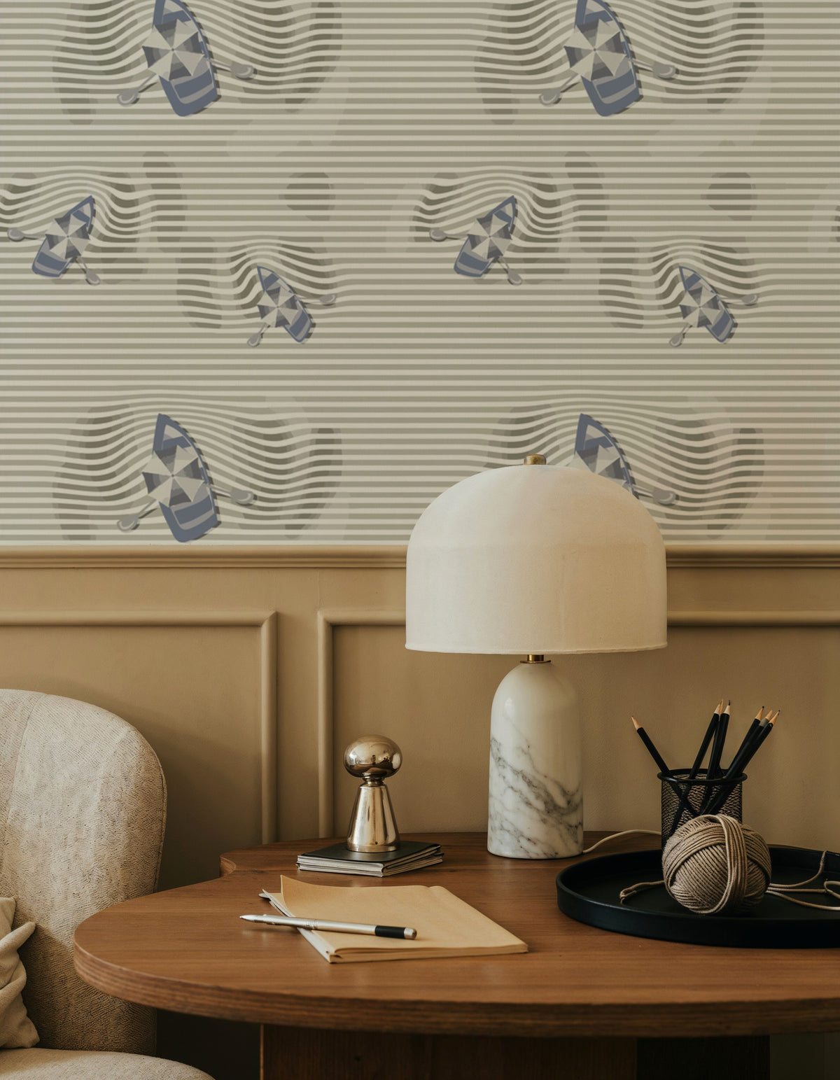 Lazy Paddle, Pewter Mural Wallpaper - room preview 03