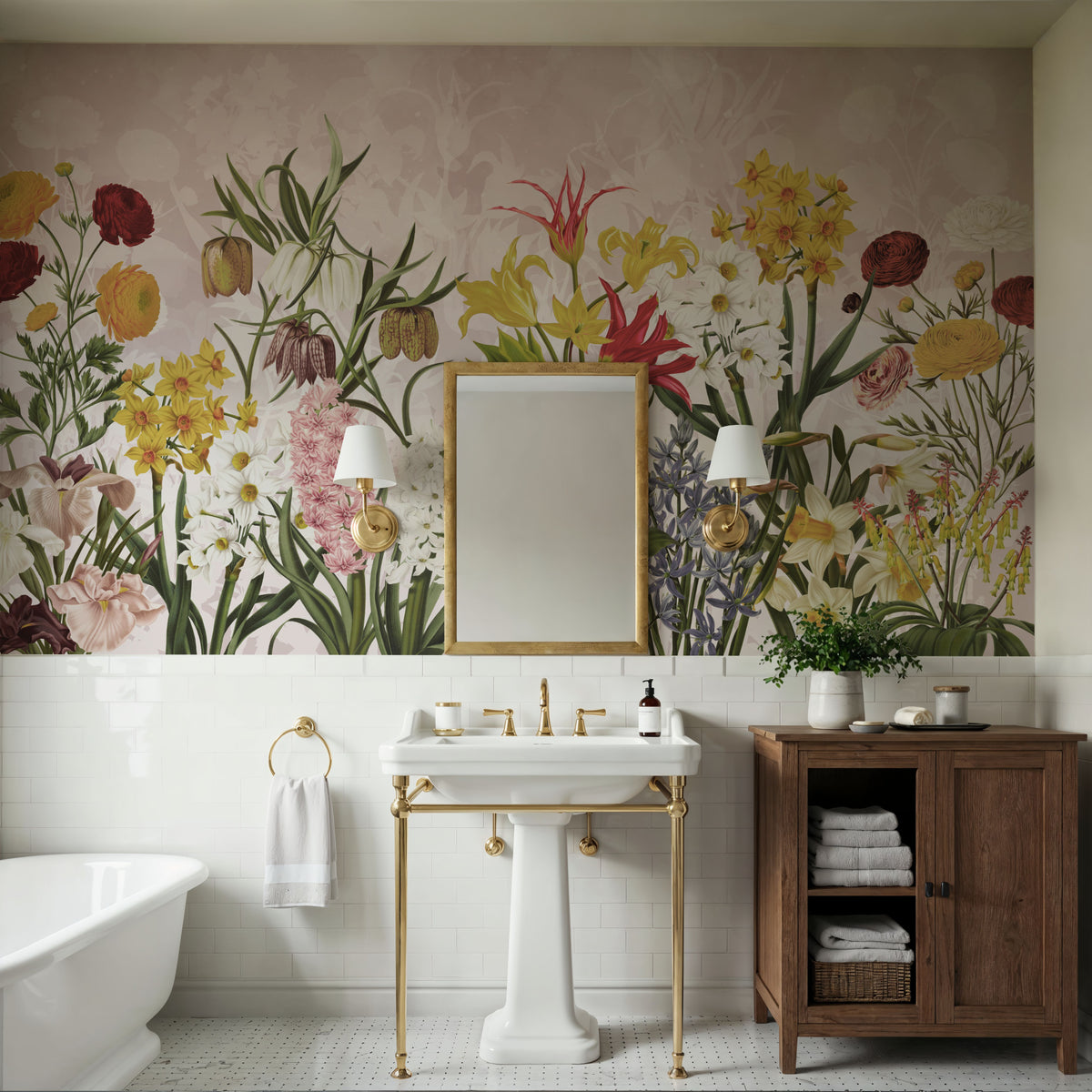 Happy Spring Flowers Mural Wallpaper - room preview 03