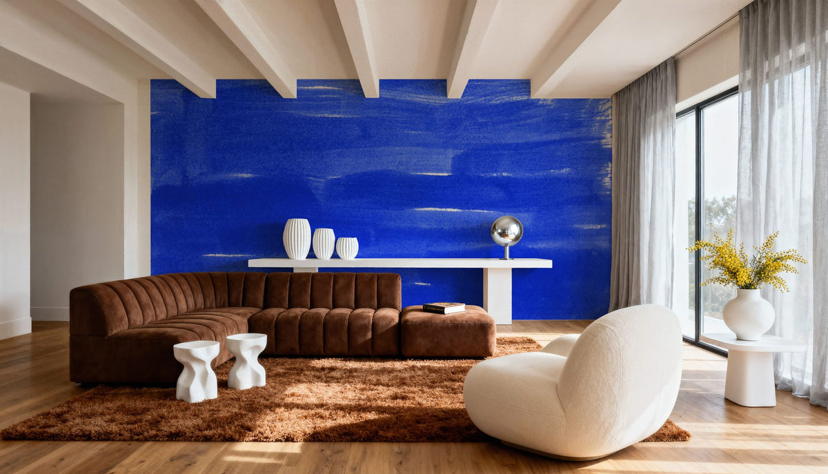 Denim Cloud Strokes Mural Wallpaper - room preview 03
