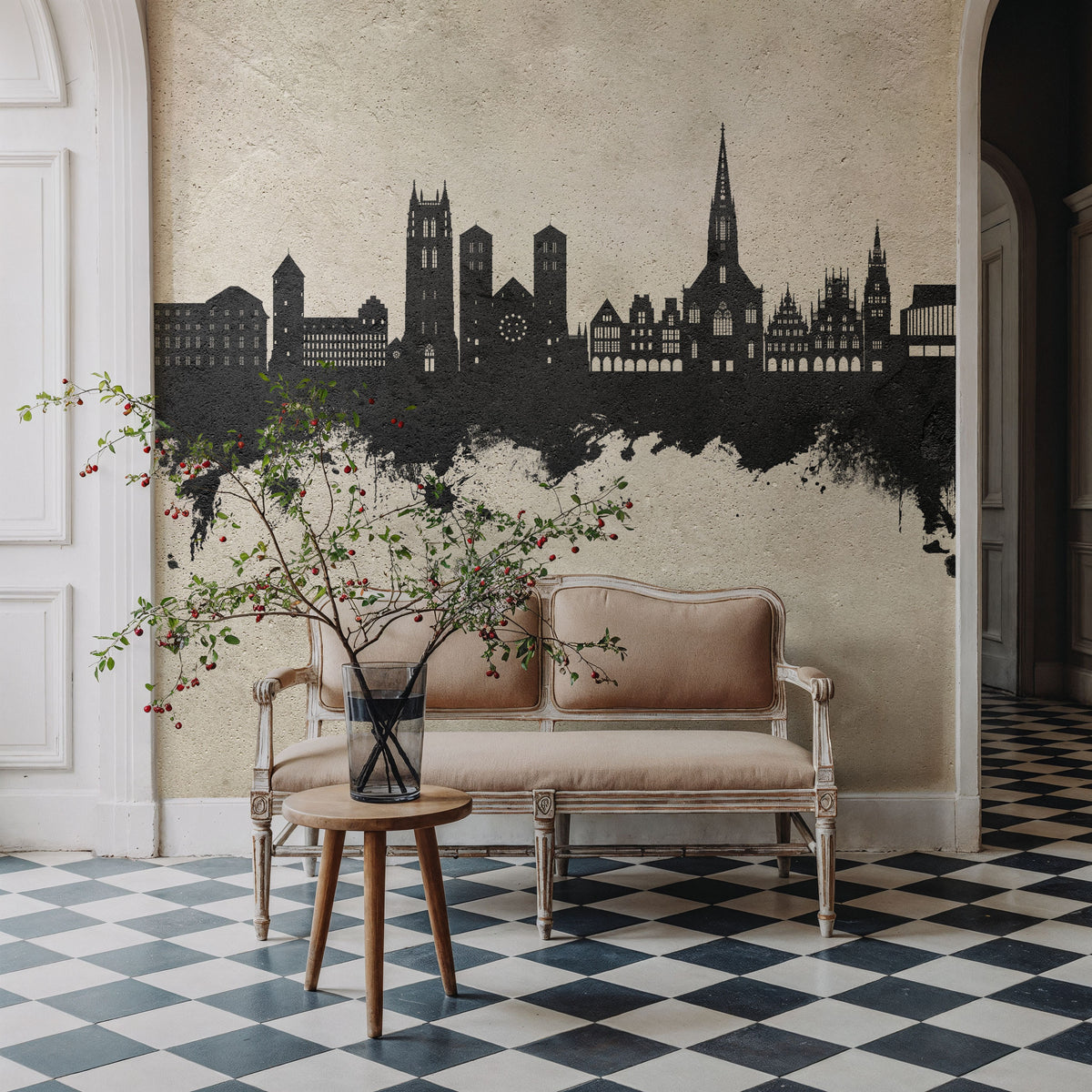 Münster Germany Skyline Concrete Mural Wallpaper - room preview 03