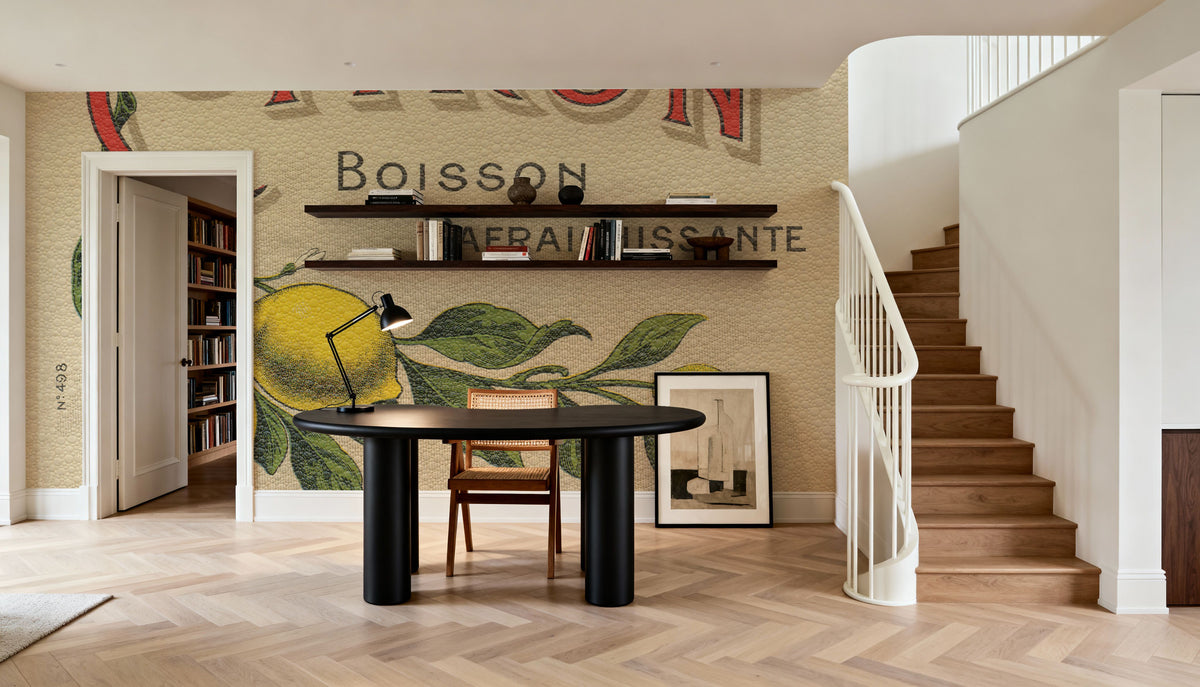 Lemon Label Mural Wallpaper - room preview 03