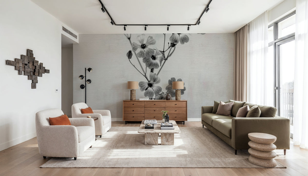 Wonderful Wildflowers XV Neutral Mural Wallpaper - room preview 03