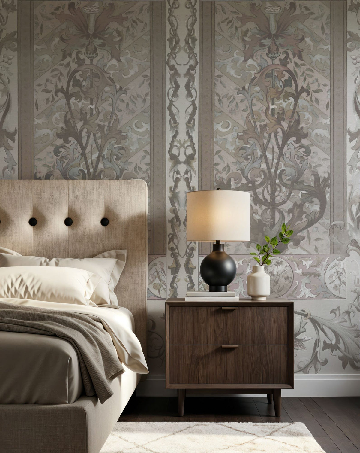 Plant Fantasy Ornament, Beige Mural Wallpaper - room preview 03