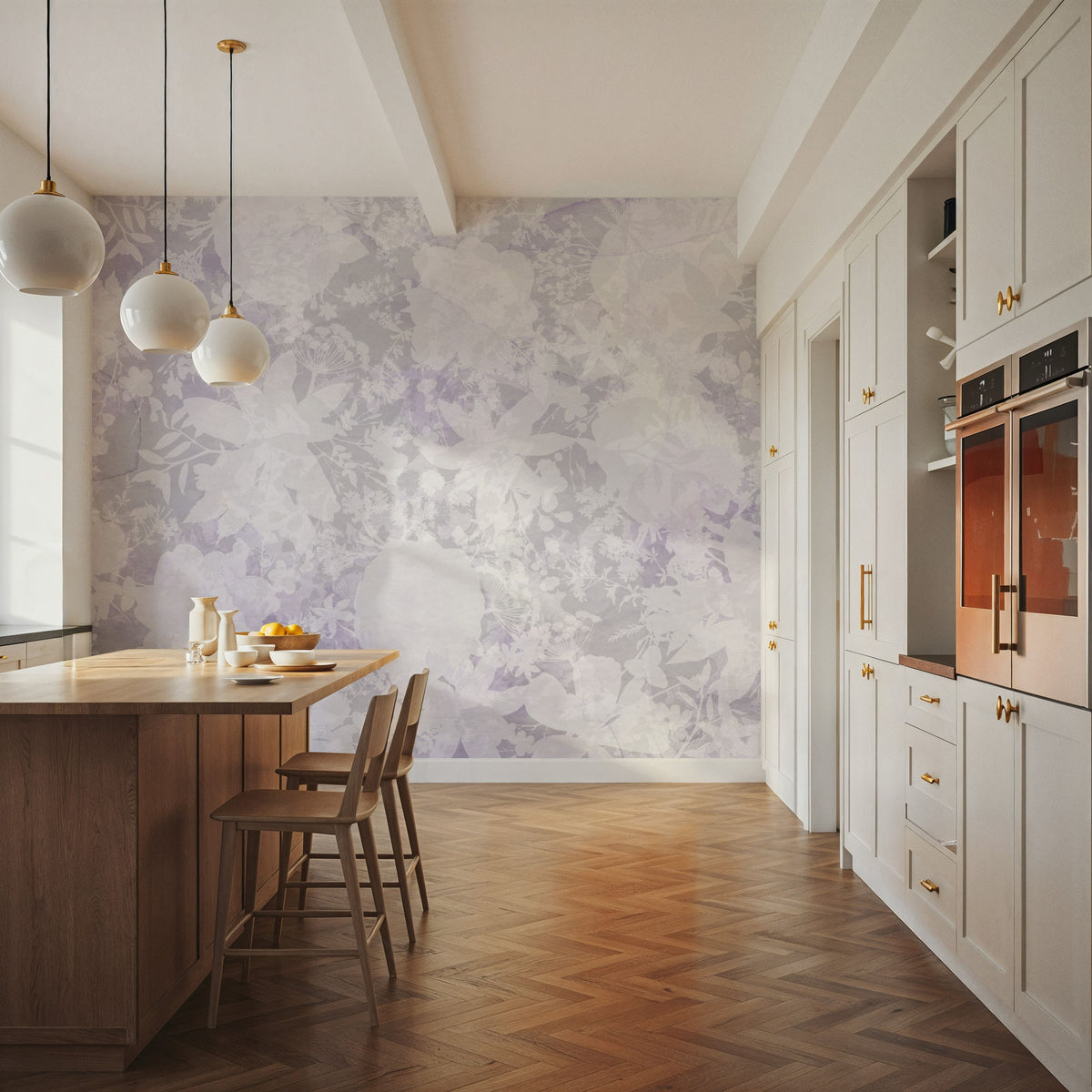 Flower Silhouette Purple Mural Wallpaper - room preview 03