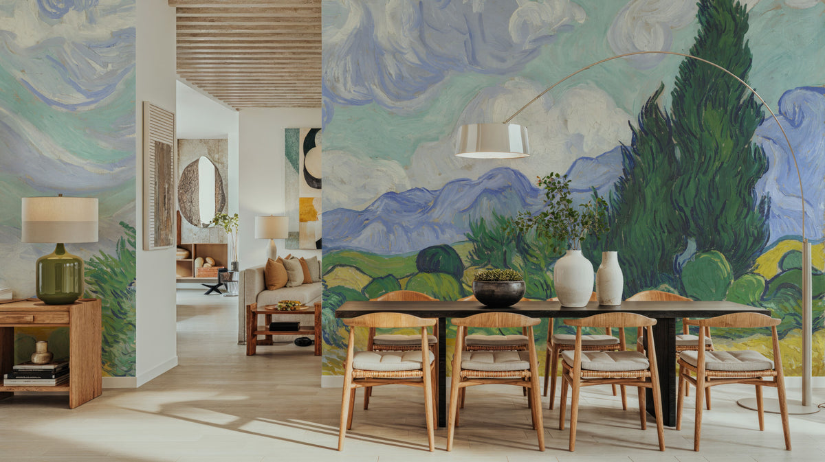 Wheat Field with Cypresses Mural Wallpaper - room preview 03