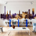Erlangen Germany Skyline Purple & Gold Mural Wallpaper - room preview 03