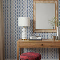 Wavy Stripes, Blue Mural Wallpaper - room preview 03