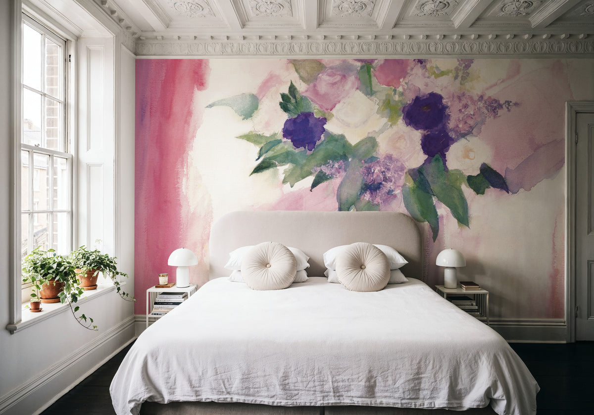 An Arrangement of Pink Flowers Mural Wallpaper - room preview 03