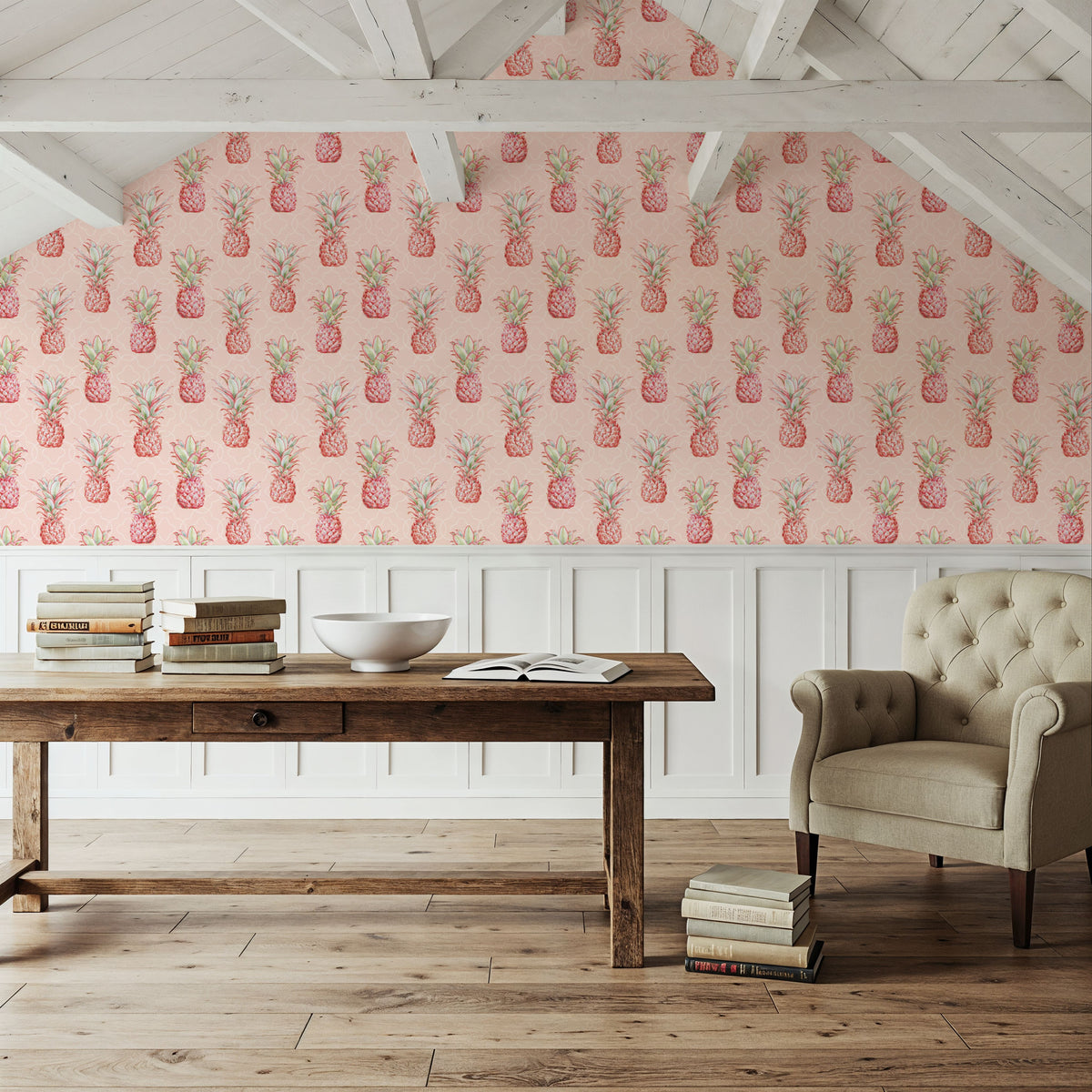 Pineapple Goals Pink Mural Wallpaper - room preview 03
