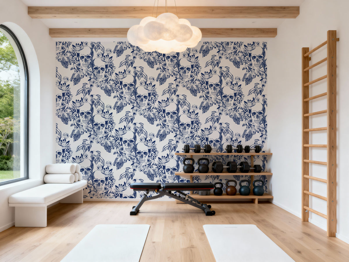 Skulls and Fish Mural Wallpaper - room preview 03